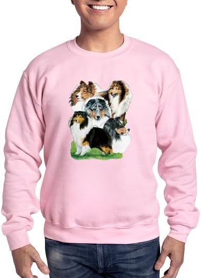 CafePress Sheltie Group Sweatshirt Classic Crew Neck Light Sweatshirt - Pink