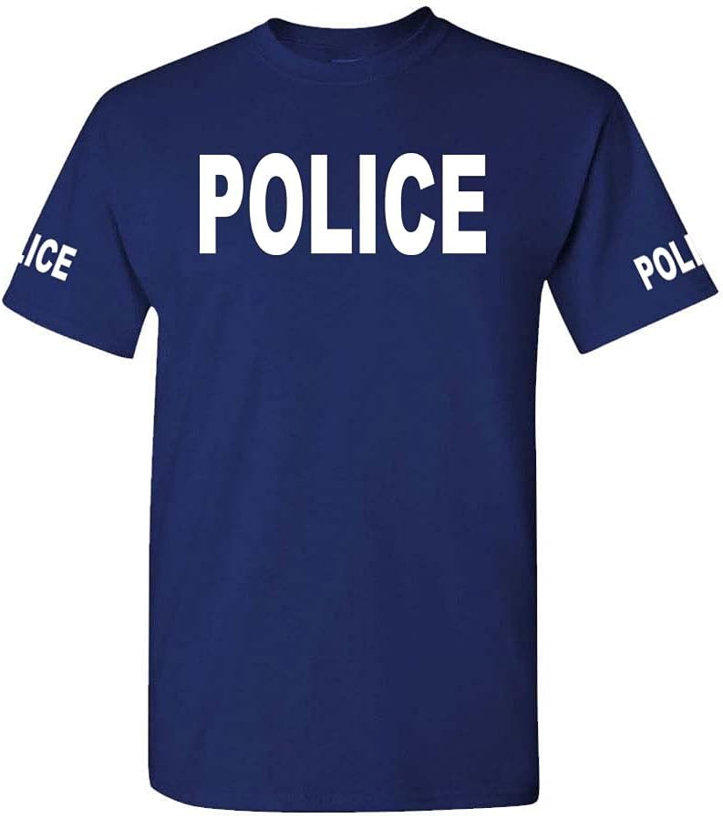 POLICE - Emergency Services Duty - Unisex Cotton T-Shirt (3XL, Navy Blue) - As Pictured