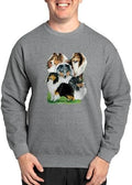 CafePress Sheltie Group Sweatshirt Classic Crew Neck Light Sweatshirt - Graphite Gray