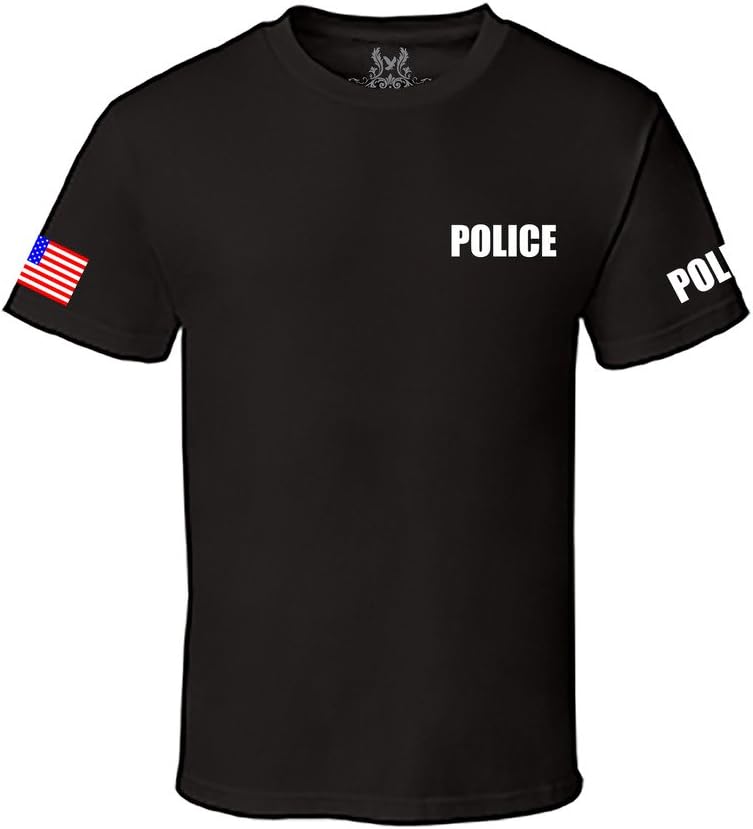 Gs-eagle Men's Police Graphic T-Shirt Small Black - As Pictured