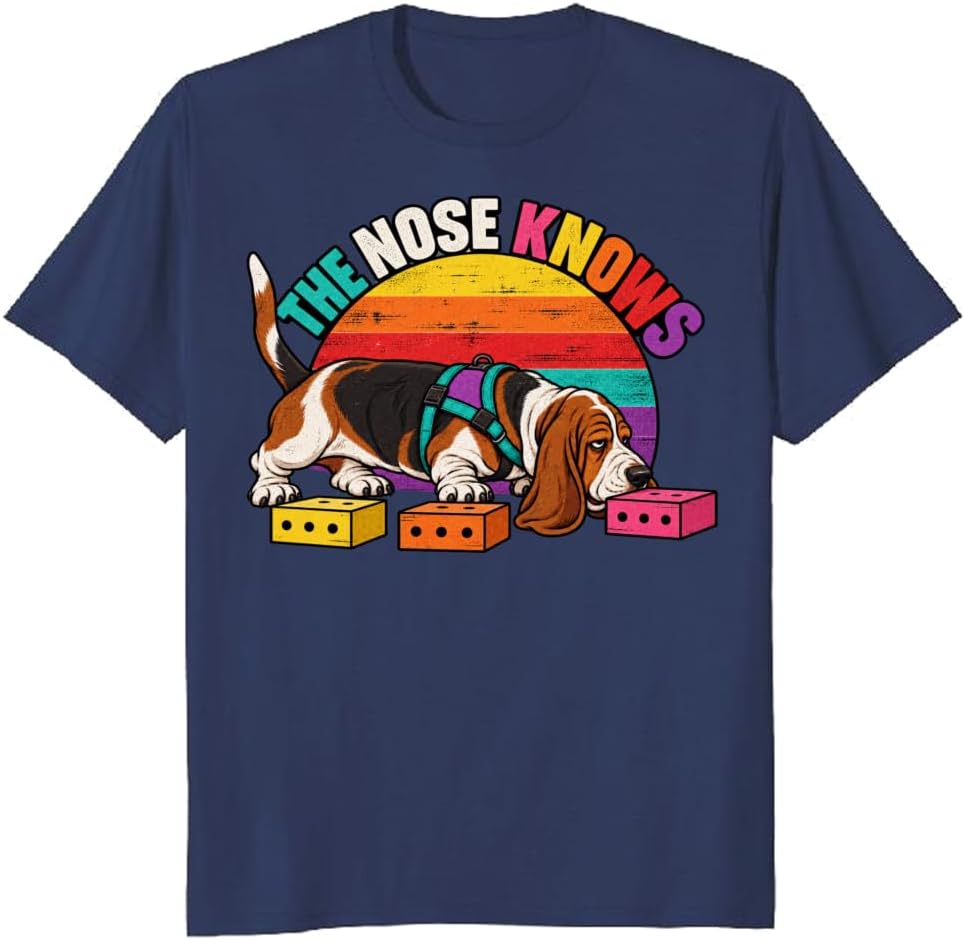 Scent Work Dog Lover T-Shirt Funny Basset Hound Search Tee - S4