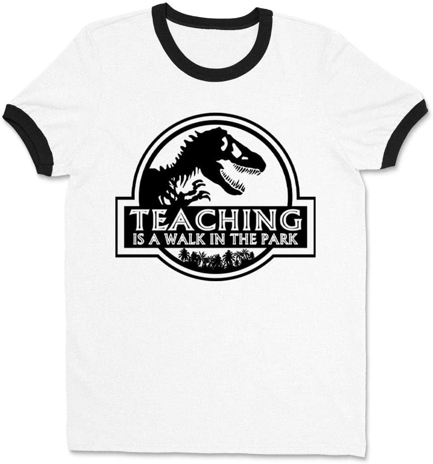 Teaching is a Walk in the Park Ringer Tee Shirt Unisex - White\/Black