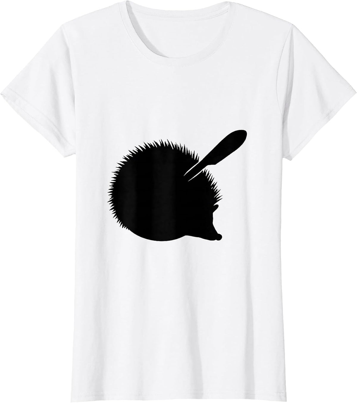 Women's Round Hedgehog Silhouette Funny Animal Lover Gift T-Shirt - White
