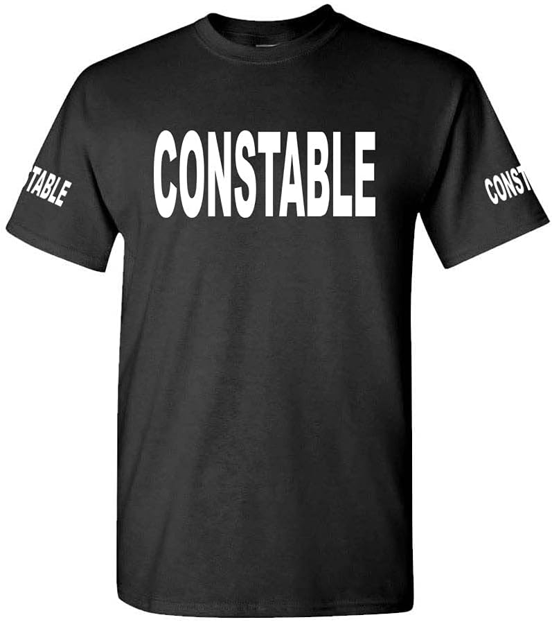 Cold Harbor Constable Front and Sleeve Lettering Graphic T-Shirt, Black, S - As Pictured