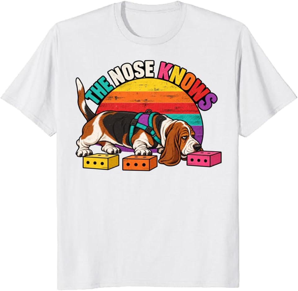 Scent Work Dog Lover T-Shirt Funny Basset Hound Search Tee - S3
