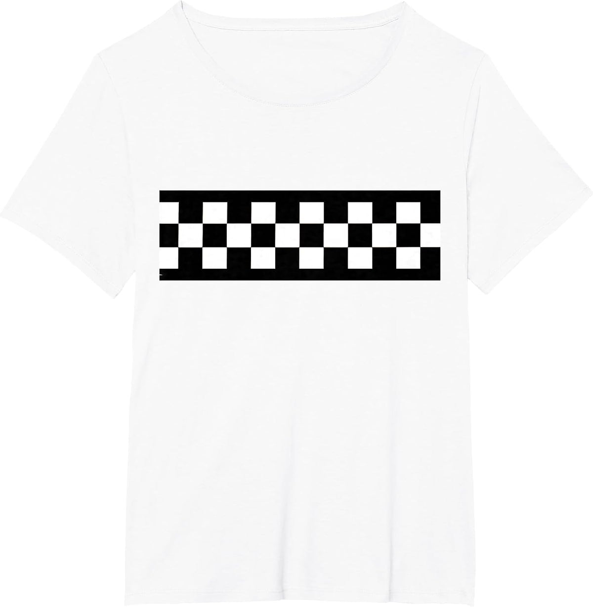 Black White Checkered Flag Checkerboard Racing T-Shirt - White