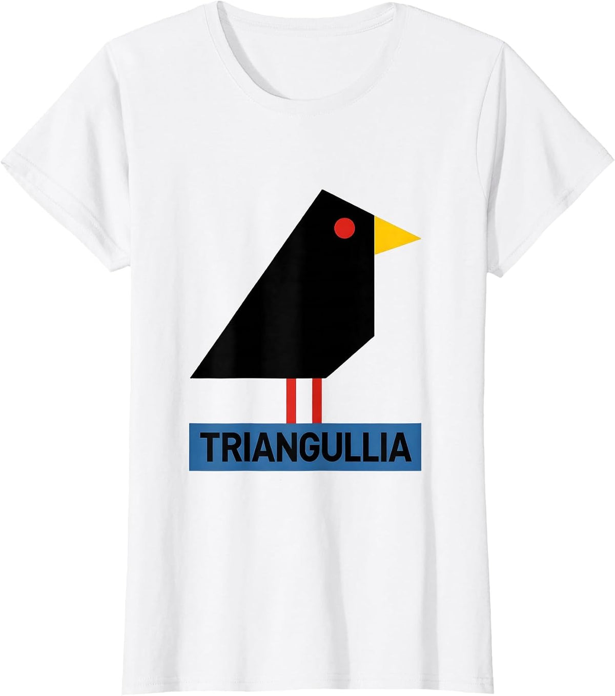 Triangullia Bauhaus Modernist Bird Pun Funny Math Teacher T-Shirt - White