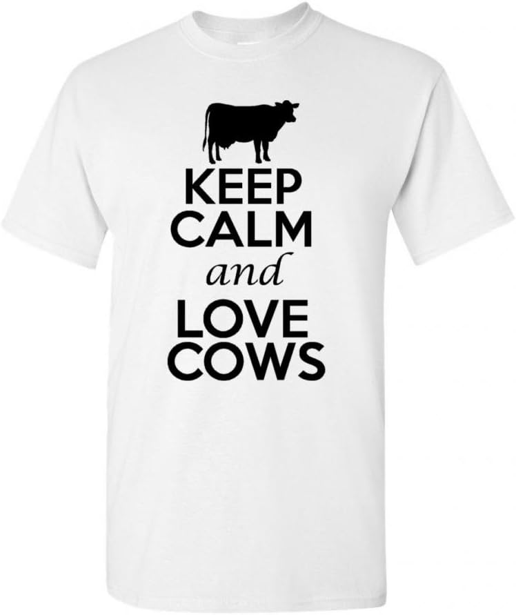 Keep Calm and Love Cows Adult T-Shirt Tee - White