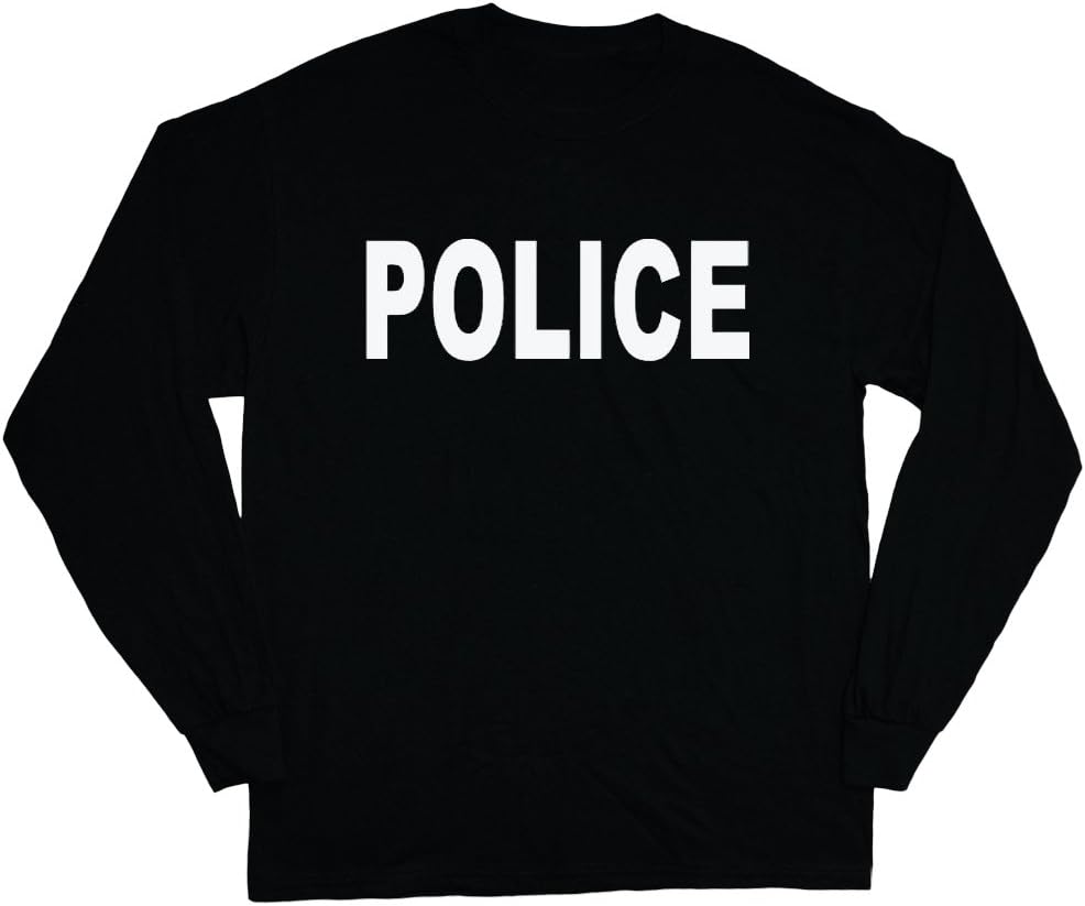 Long Sleeve Police T-shirt Mens Black - As Pictured