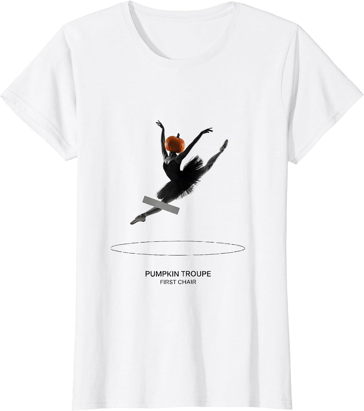 Pumpkin Troupe First Chair Minimalist Halloween Ballerina T-Shirt - White