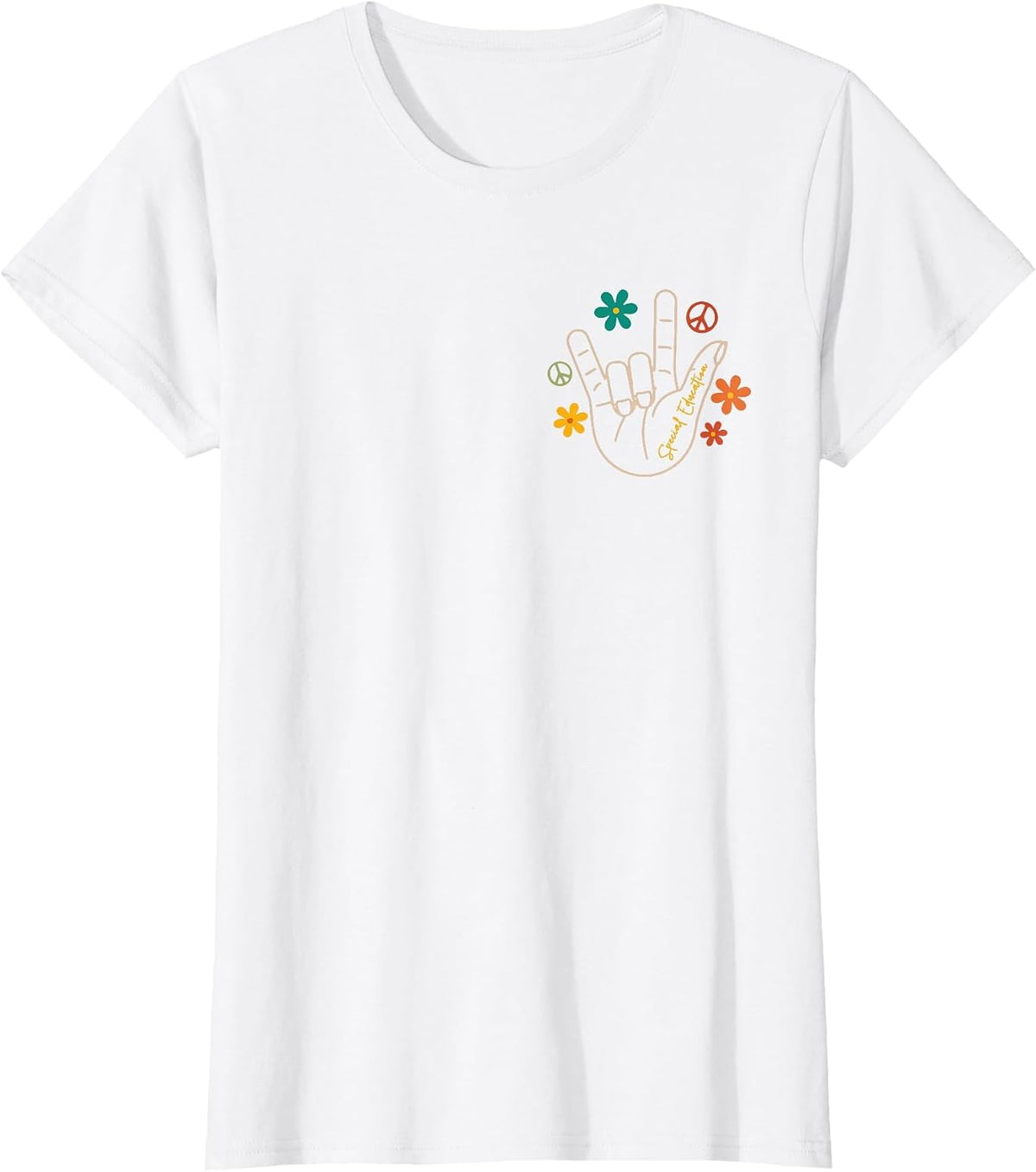 (2 Sides) Special Education Accept Adapt Advocate Inclusion T-Shirt - White