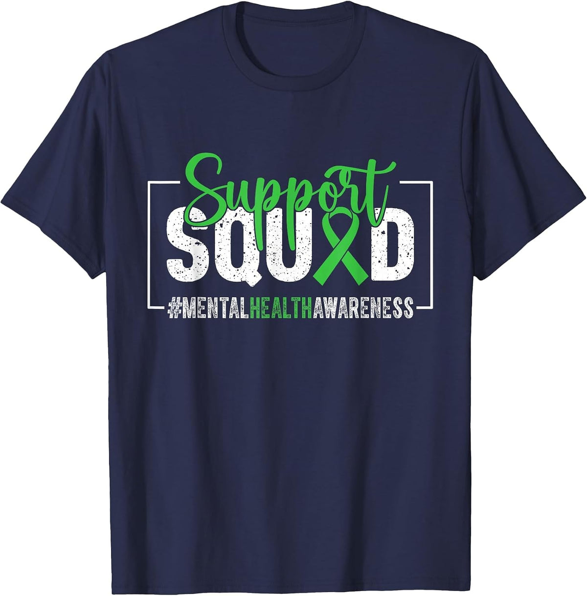 Support Squad Mental Health Awareness Ribbon T-Shirt - Navy Blue