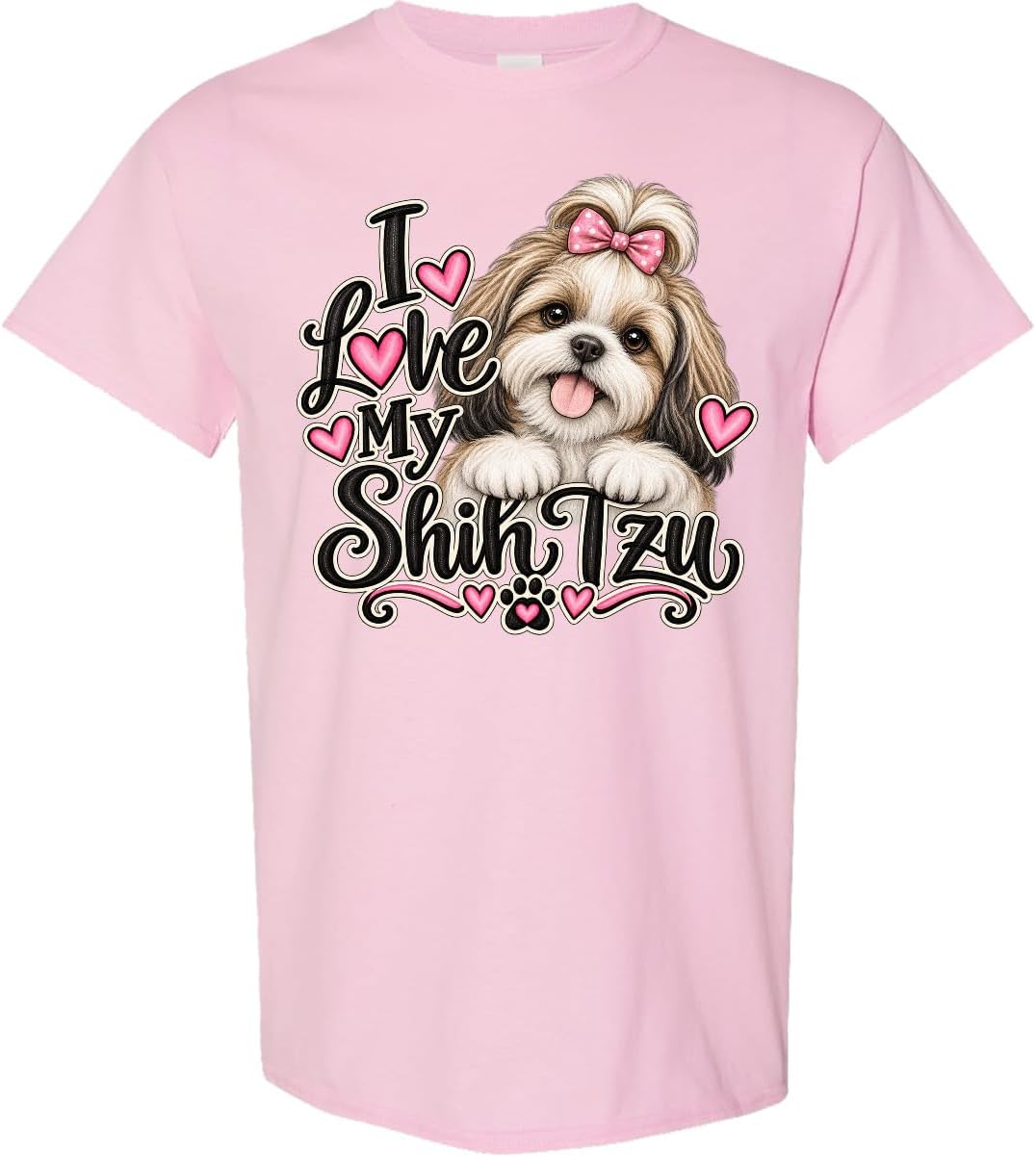 inktastic I Love My Shih Tzu Adult T-Shirt - Pink