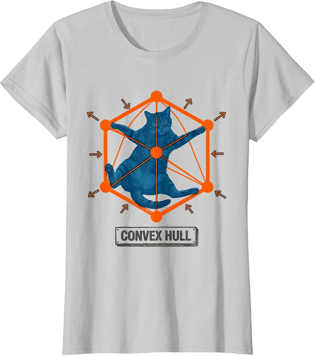 Women's Convex Hull Funny Cat Math Science Teacher Gift T-Shirt - Silver Grey