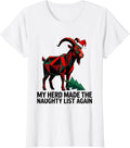 Women's My Herd Made the Naughty List Again Geometric Goat Lover T-Shirt - White
