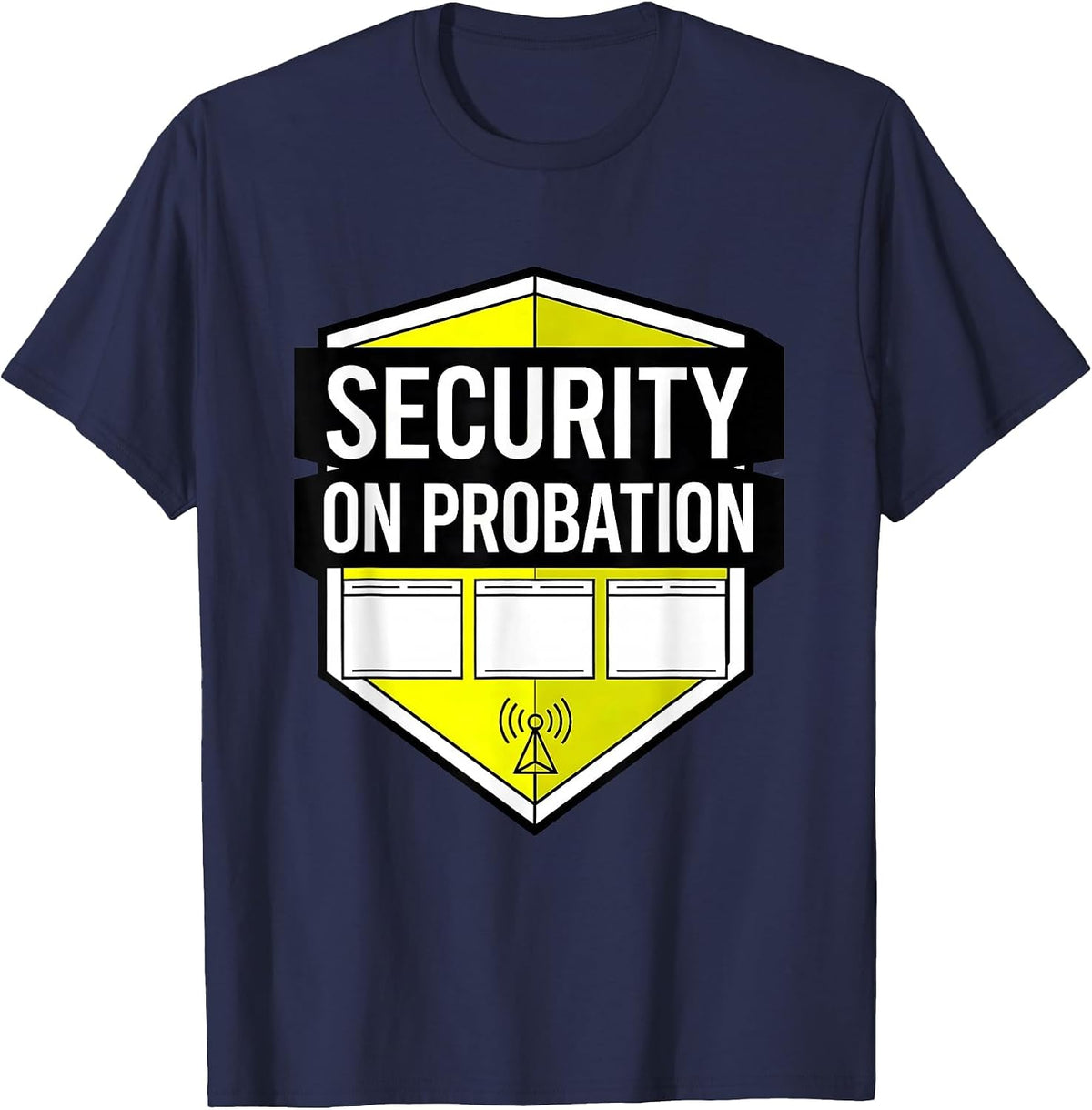SECURITY ON PROBATION Geometric Halloween Costume Roleplay T-Shirt - Navy Blue
