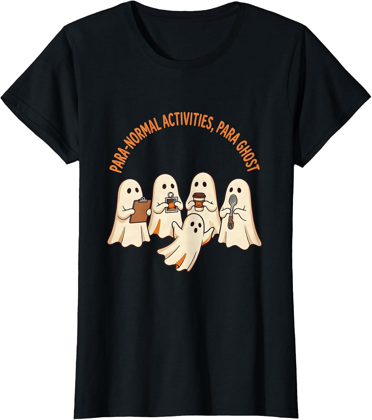 Women's Para-Normal Activities Para Ghost Sped Teacher Halloween T-Shirt - Black
