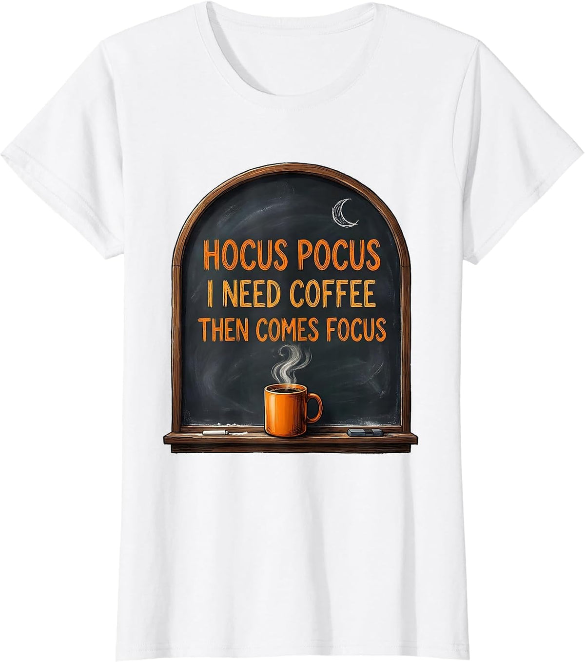 Hocus Pocus I Need Coffee Then Comes Focus Teacher T-Shirt - White