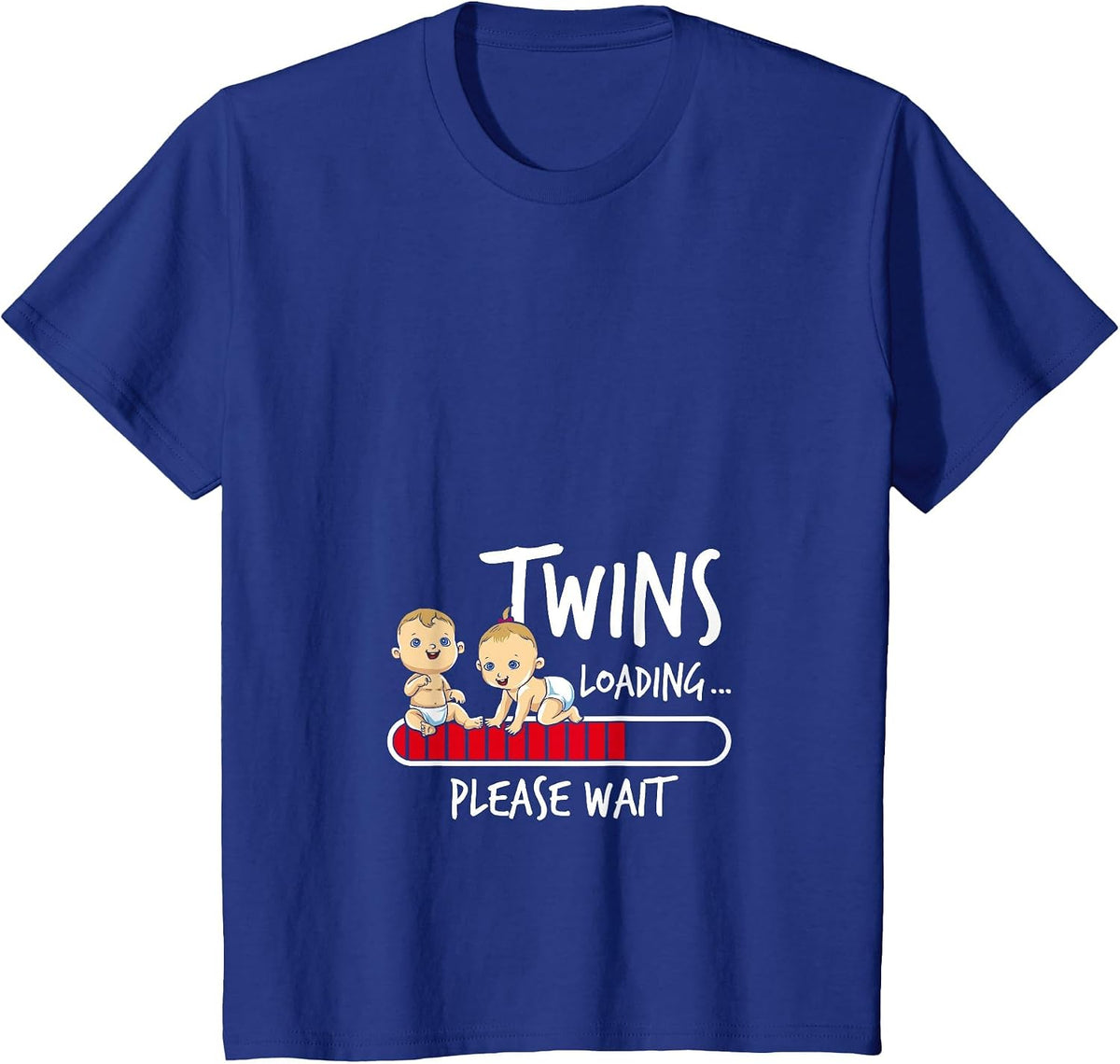 Twins Loading Please Wait T Shirt Pregnancy Announcement T-Shirt - Royal Blue