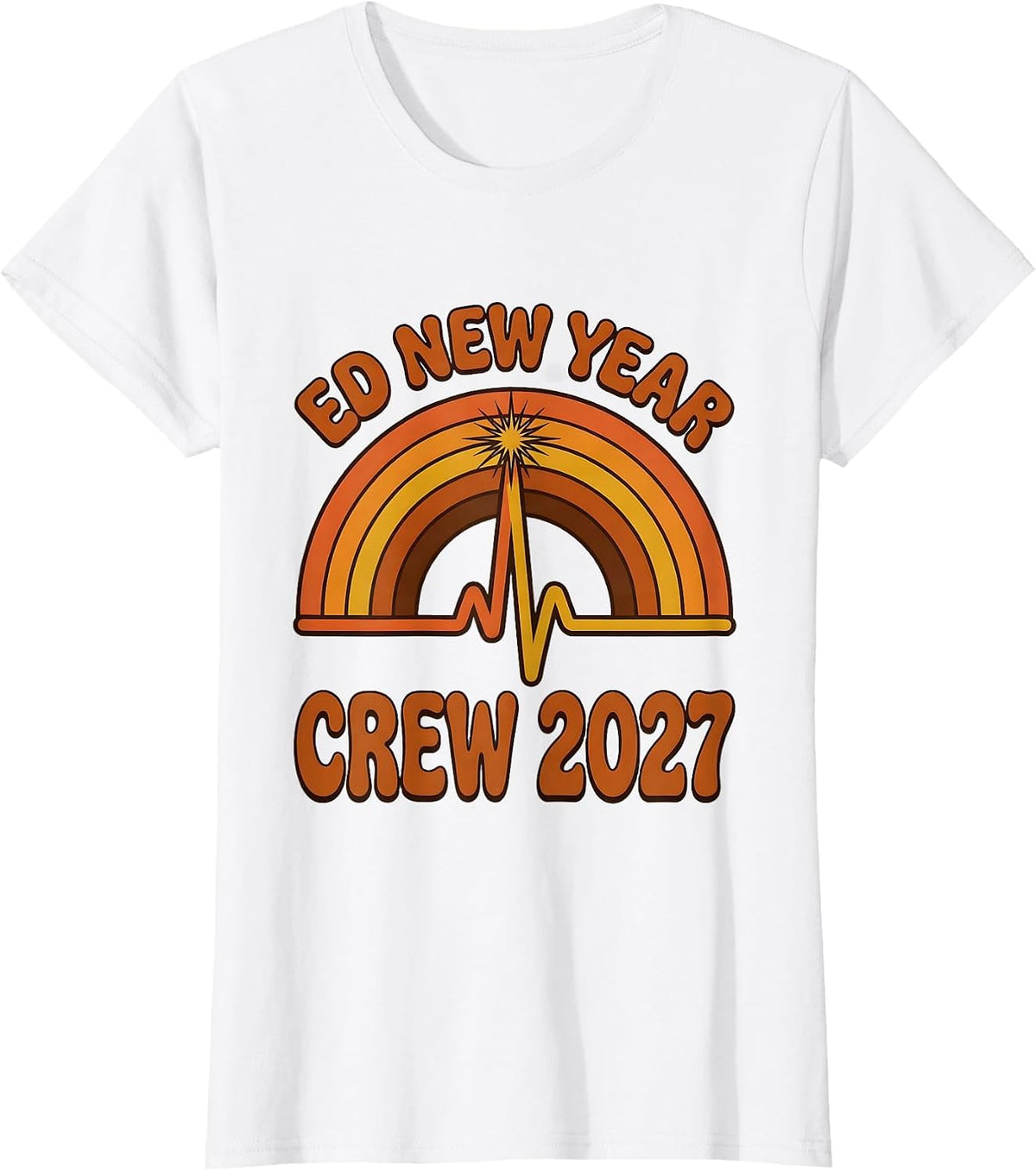 ED New Year Crew 2027 Retro 70s Nurse Crew New Years Eve T-Shirt - White