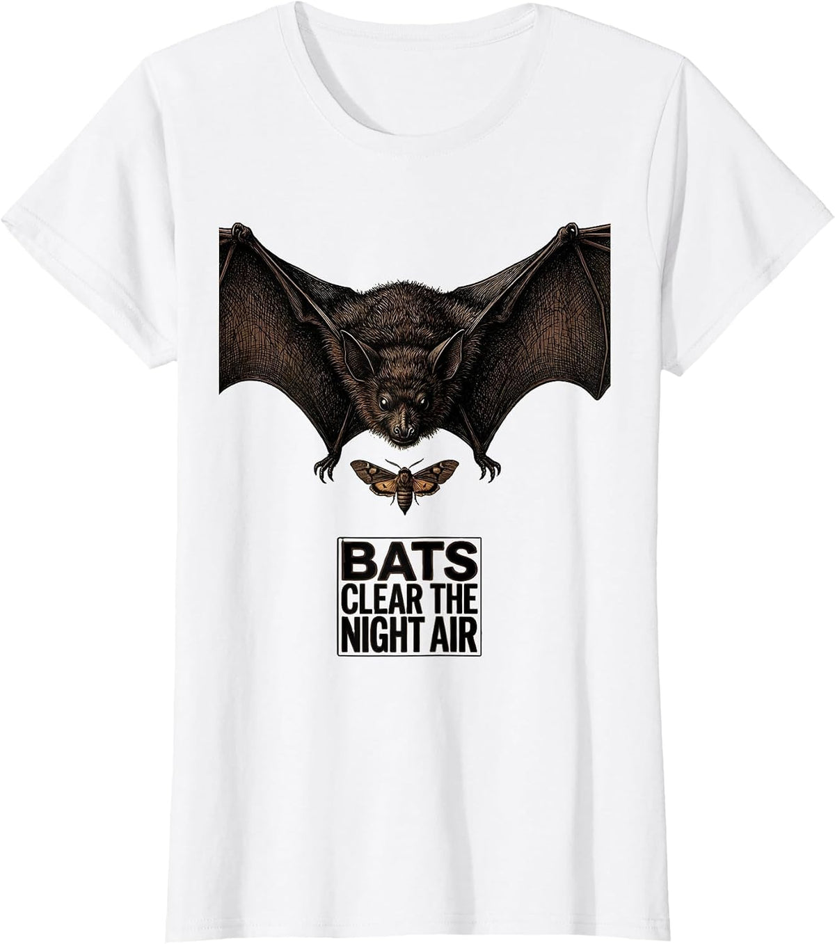 Women's Bats Clear The Night Air Vintage Bat Lover Halloween Nature T-Shirt - White
