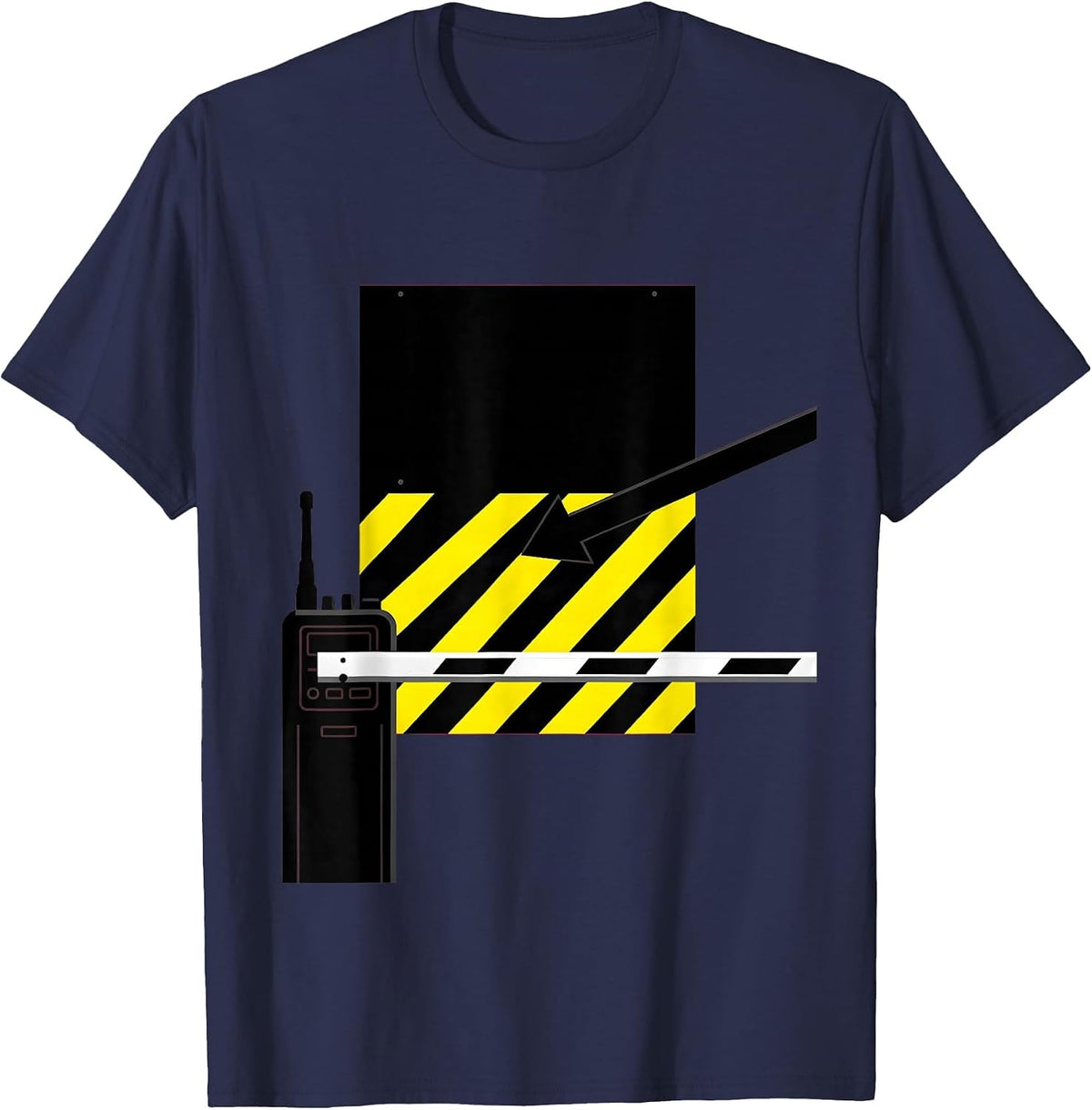 Men's Checkpoint Barrier Bold Security Guard Halloween Costume T-Shirt - Navy Blue