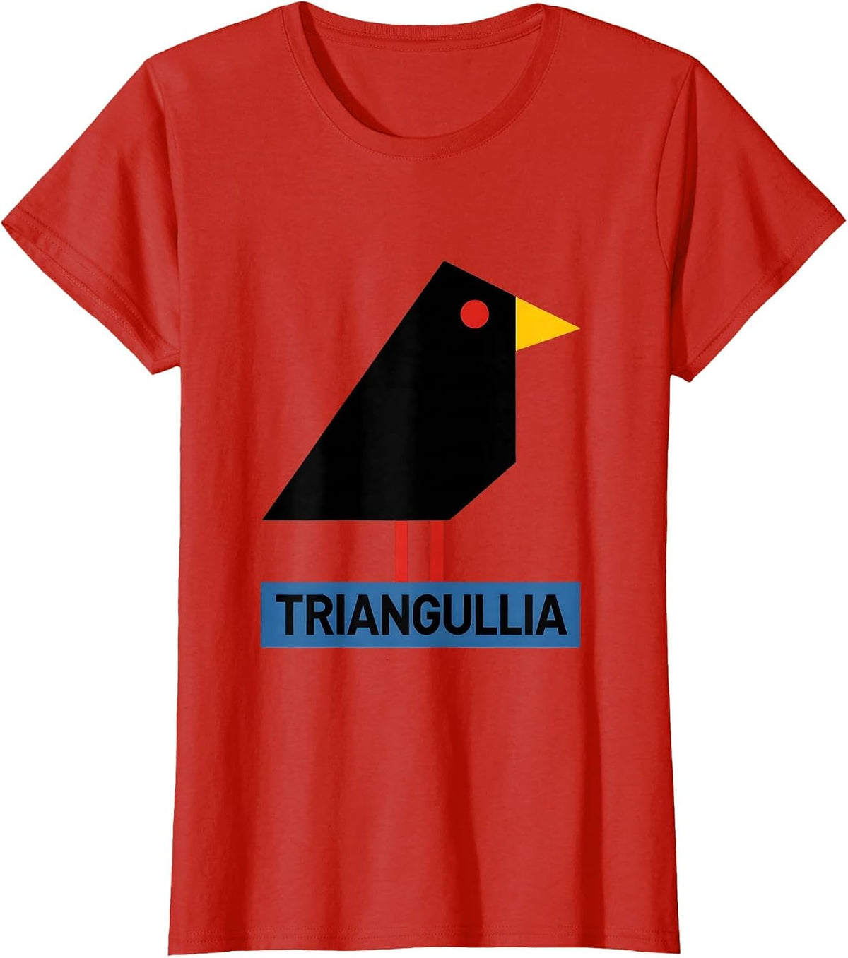 Triangullia Bauhaus Modernist Bird Pun Funny Math Teacher T-Shirt - Red