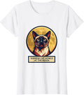Women's Siamese Cat Howls at the Moon Retro Novelty Cat Lover T-Shirt - White