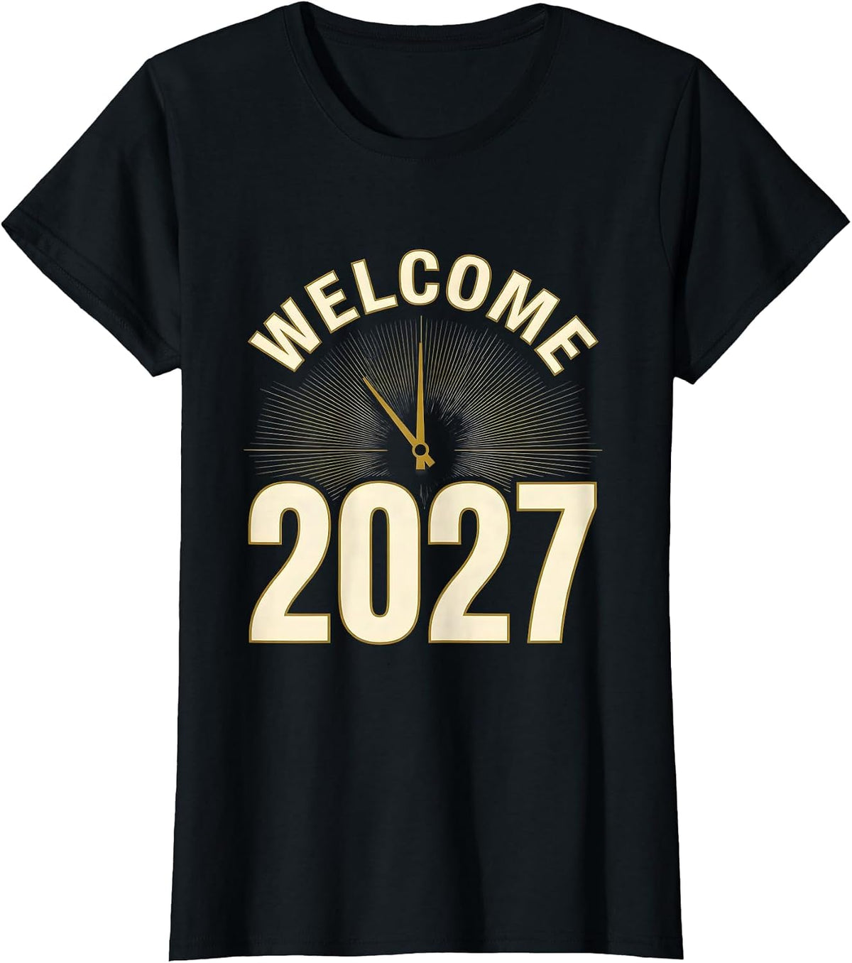 Welcome 2027 Emblem New Year Party Family Matching Crew T-Shirt - Black