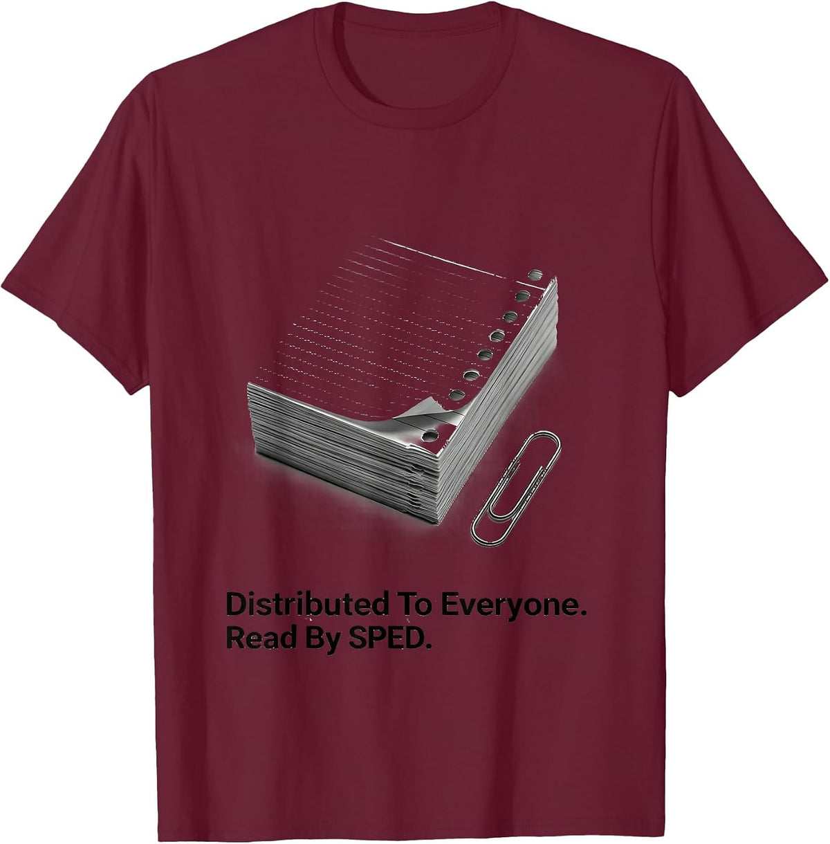 Distributed To Everyone Read By SPED Teacher Special T-Shirt - Burgundy