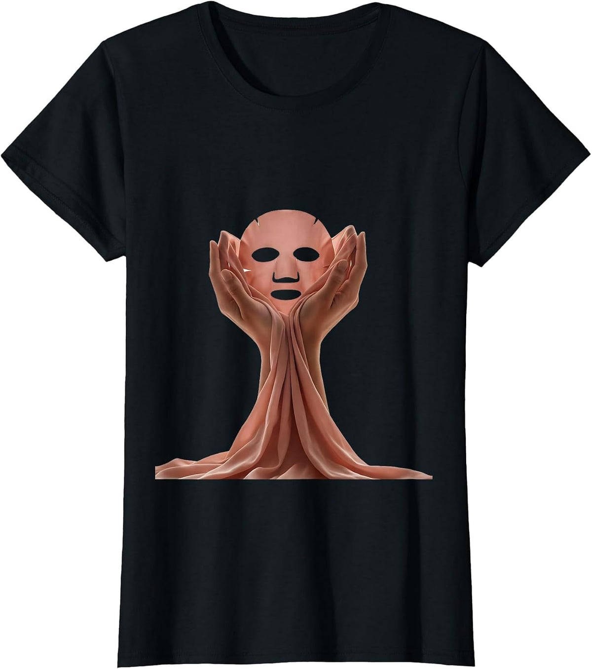 Women's K-Beauty Sheet Mask Skincare Routine Graphic T-Shirt - Black