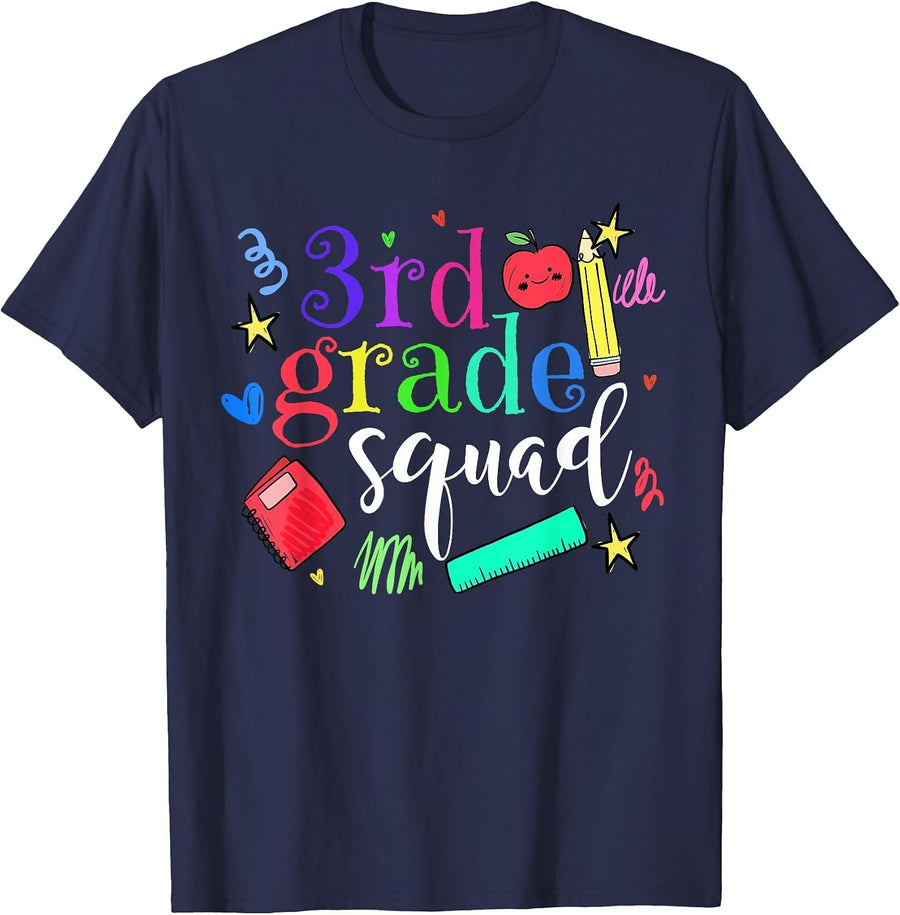 3rd Grade Squad Back to School Team Third Grade Funny T-Shirt - Navy Blue