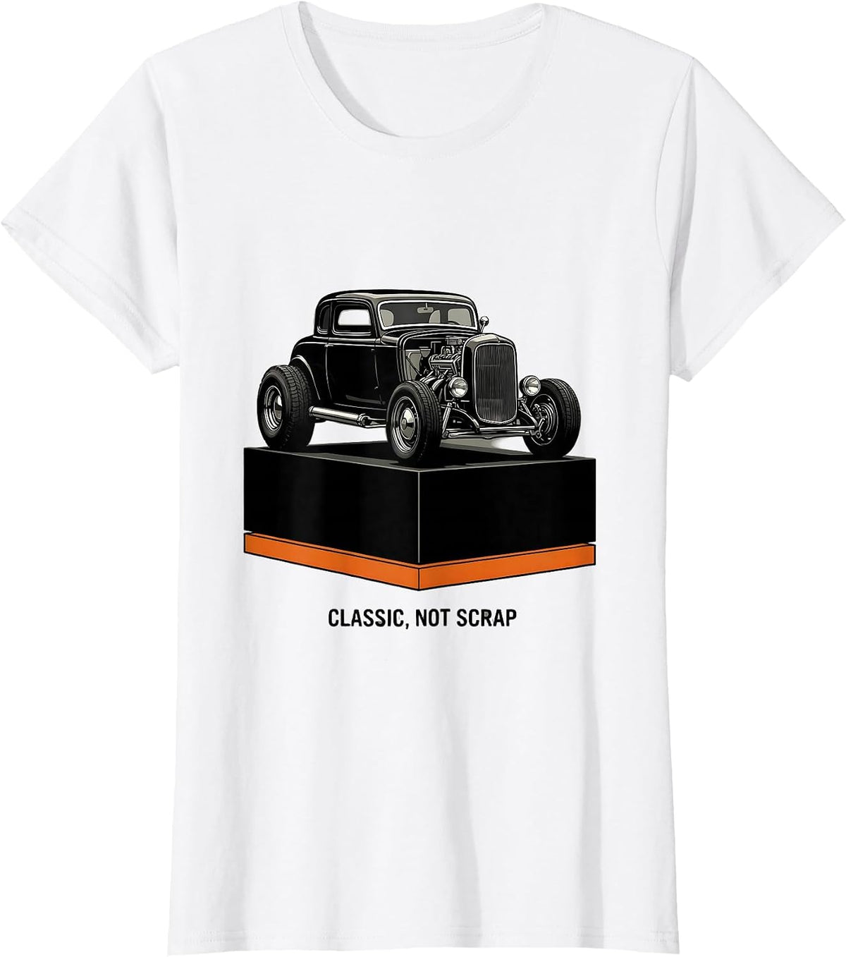 Women's Classic, Not Scrap Brutalist Vintage Hot Rod Drag Racing T-Shirt - White