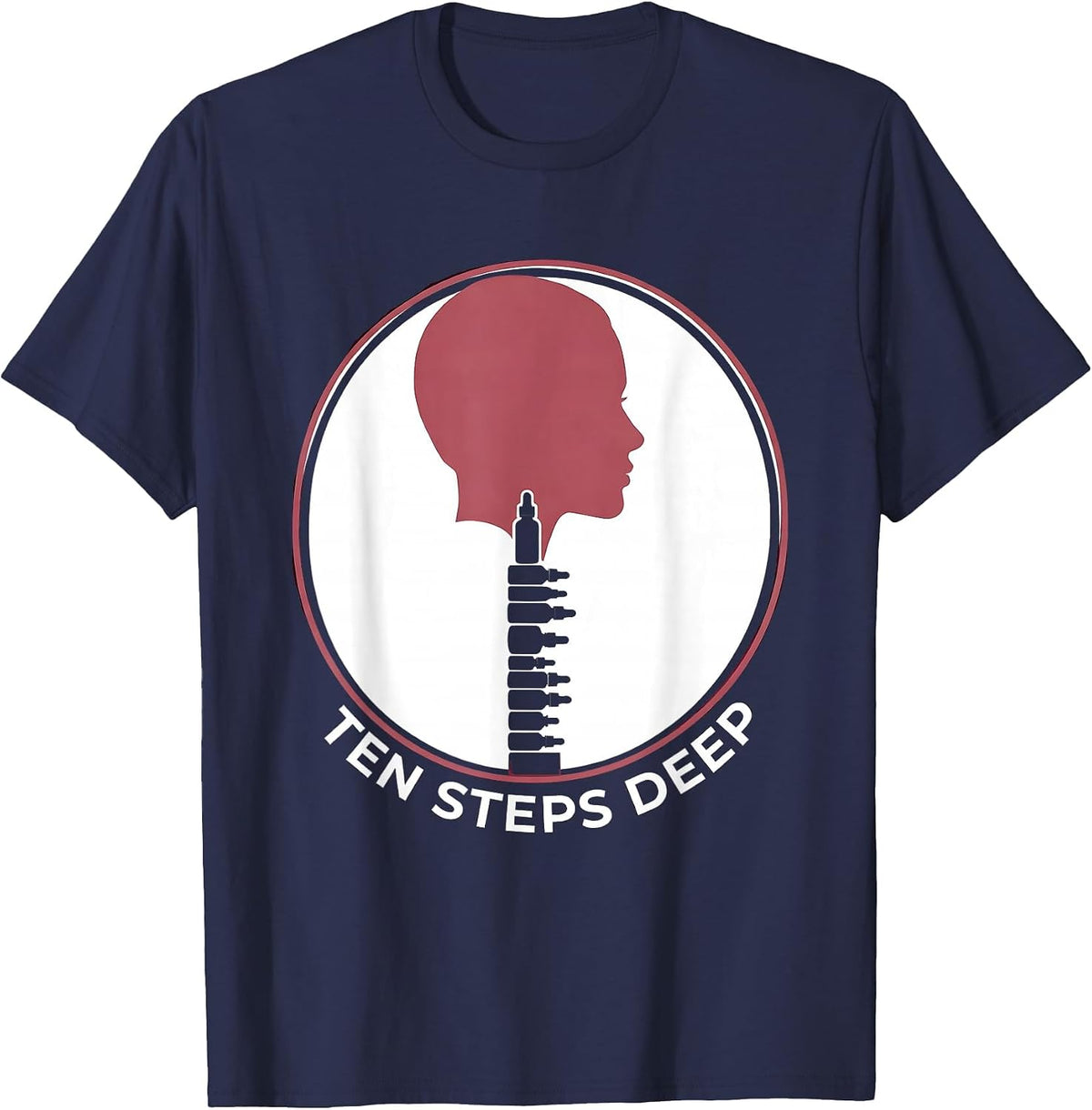 Ten Steps Deep K-Beauty Skincare Lifestyle Design T-Shirt - Navy Blue