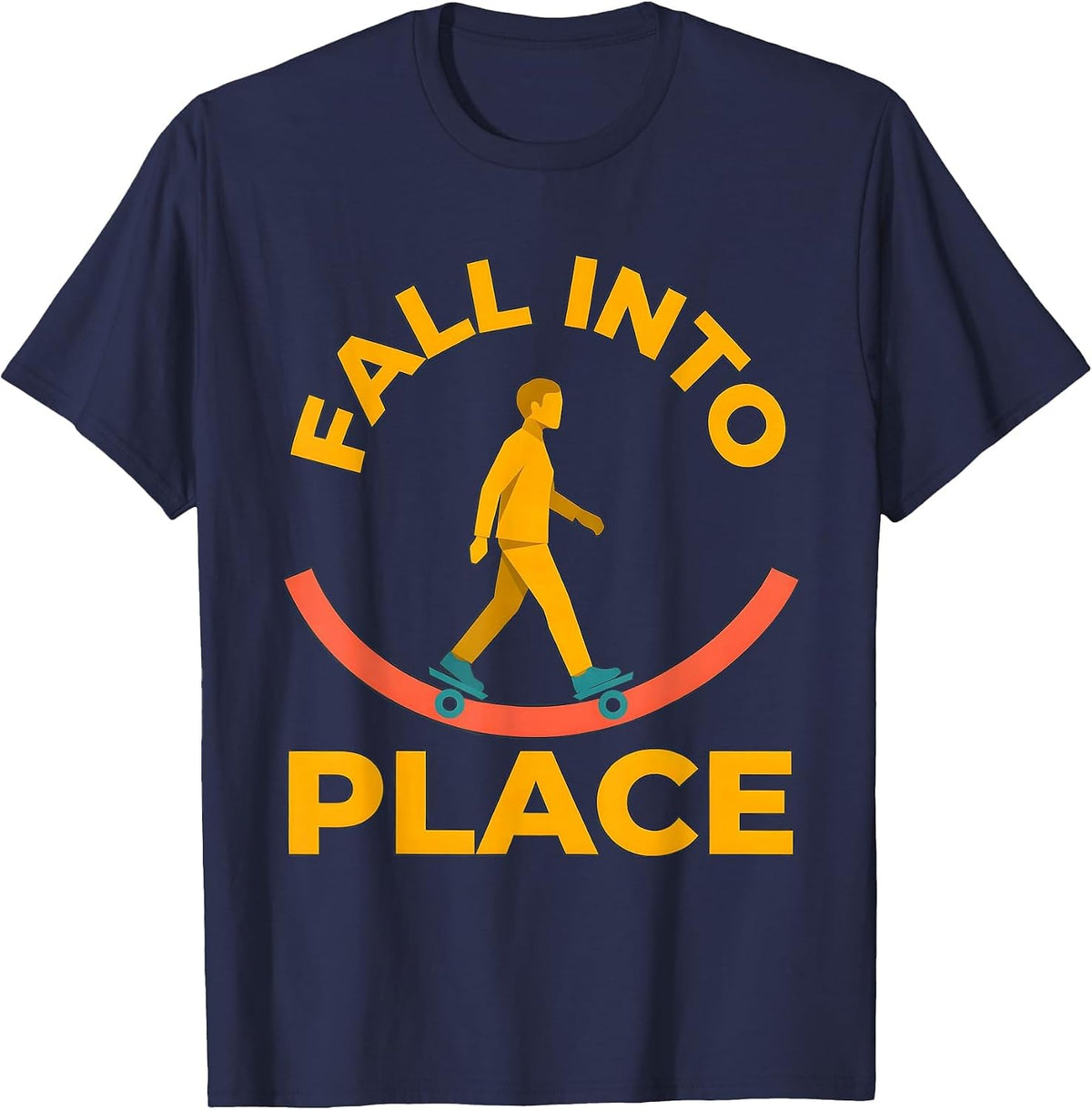 Men's Fall Into Place Physical Therapist OT Gift Humor T-Shirt - Navy Blue