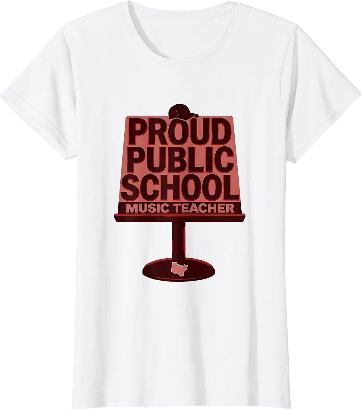 Proud Public School Music Teacher Red For Ed Teacher T-Shirt - White