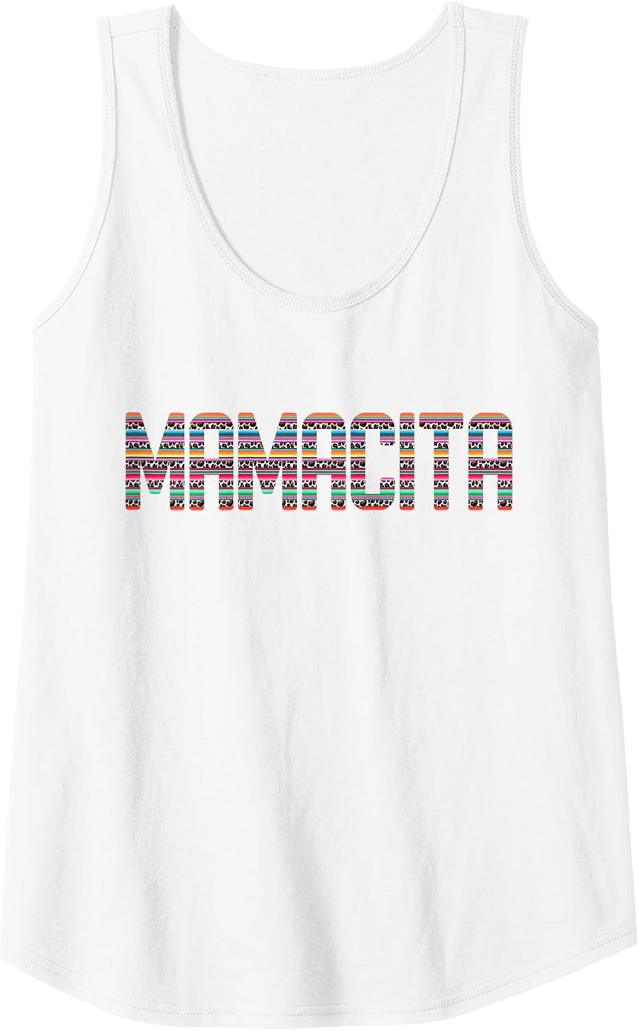 Mamacita Logo with Mexican Serape Leopard Tank Top - White