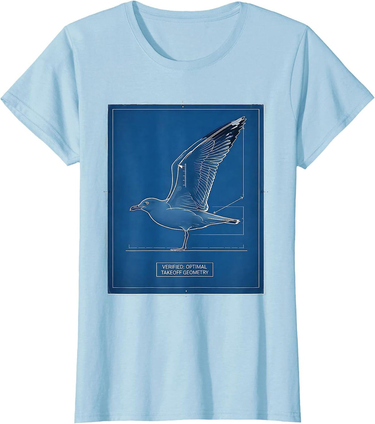 Women's Verified Optimal Takeoff Geometry Triangull Funny Geometric T-Shirt - Baby Blue