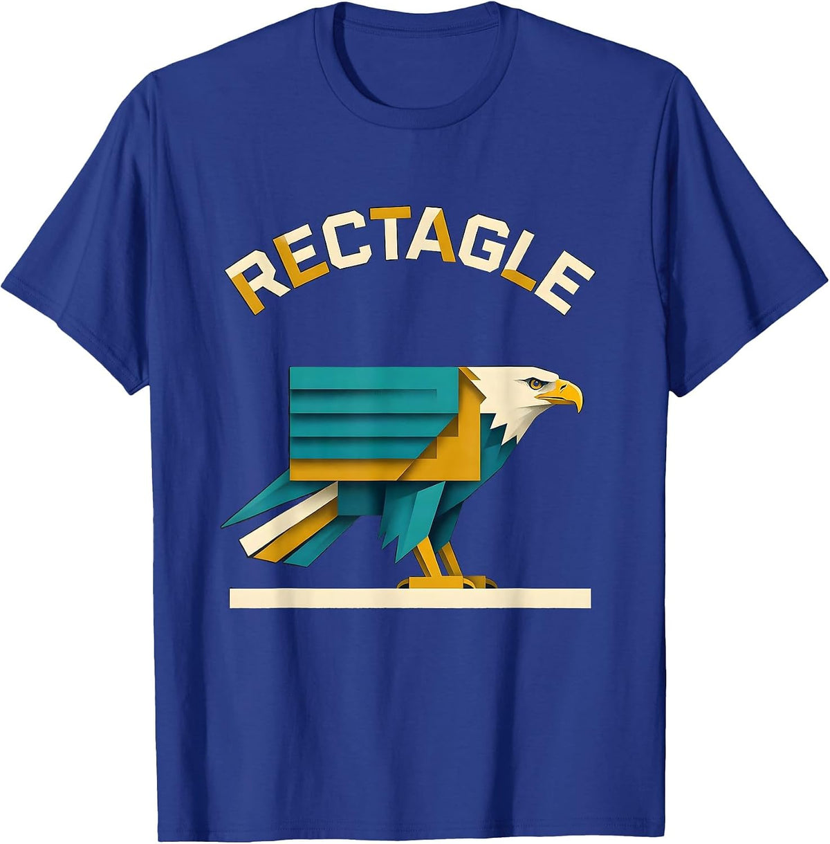 Rectagle Midcentury Modern Geometric Bird Pun Math Teacher T-Shirt - Royal Blue