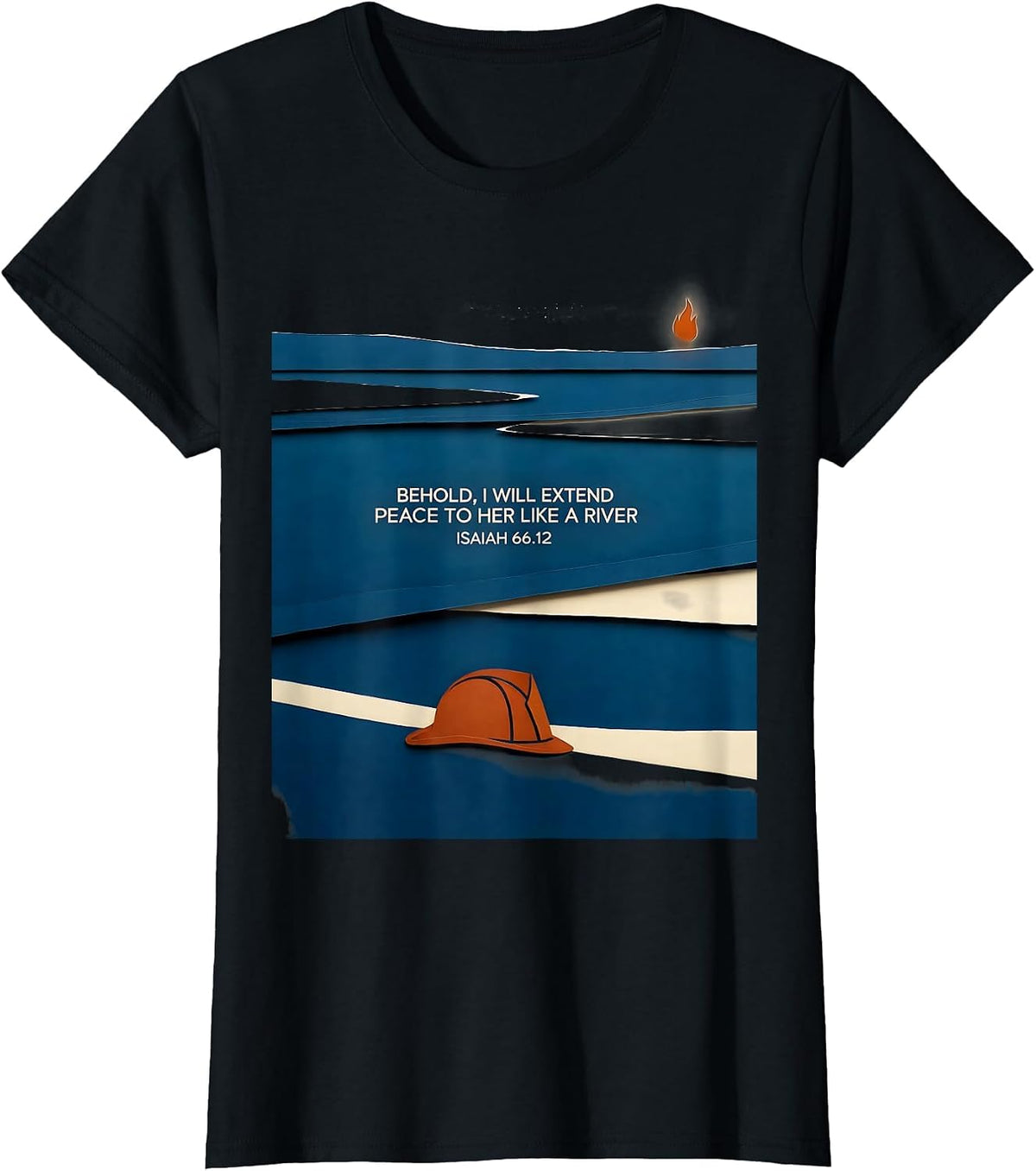 Behold I Will Extend Peace Christian First Responder Faith T-Shirt - Black