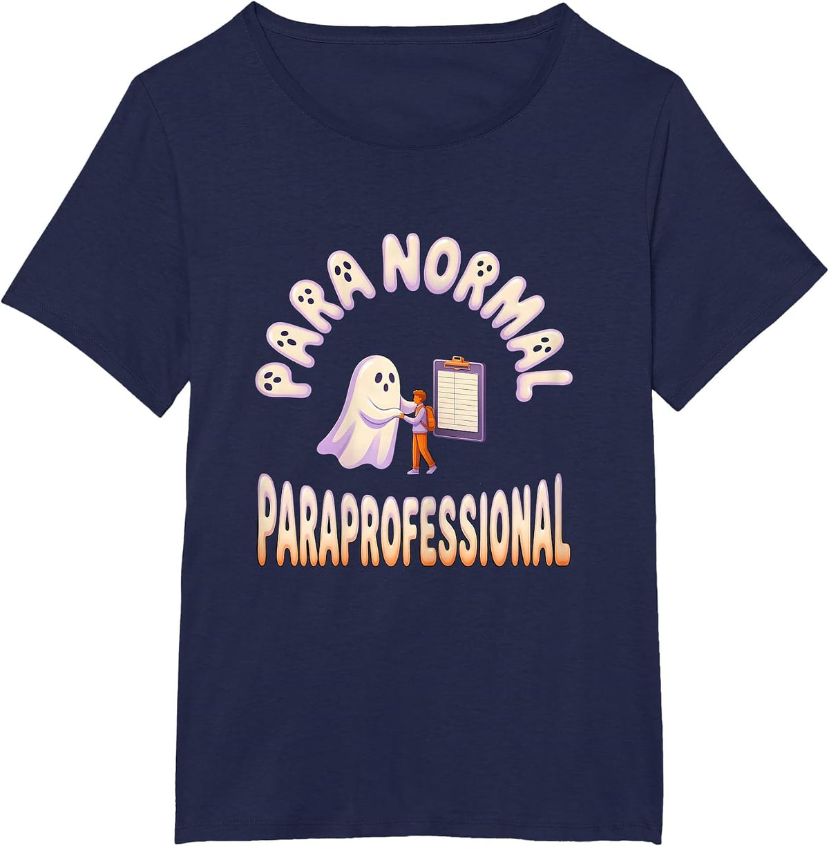 Women's Para Normal Paraprofessional Ghost SpEd Halloween Teacher T-Shirt - Navy Blue