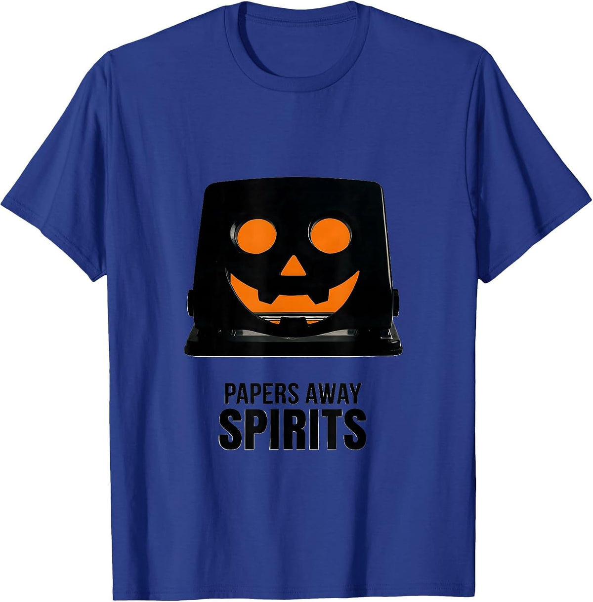 Men's Papers Away, Spirits Editorial Conceptual Teacher Halloween T-Shirt - Royal Blue