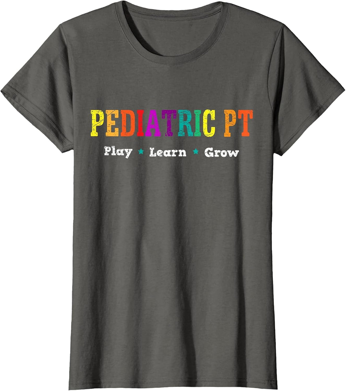 Pediatric Rainbow PT T-Shirt Physical Therapy Tee T-Shirt - Asphalt Grey