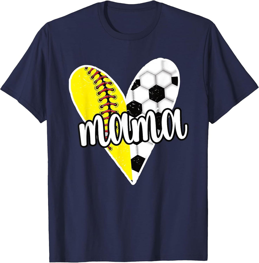 Baller Mama Proud Soccer Softball Player Ball Mom T-Shirt - Navy Blue