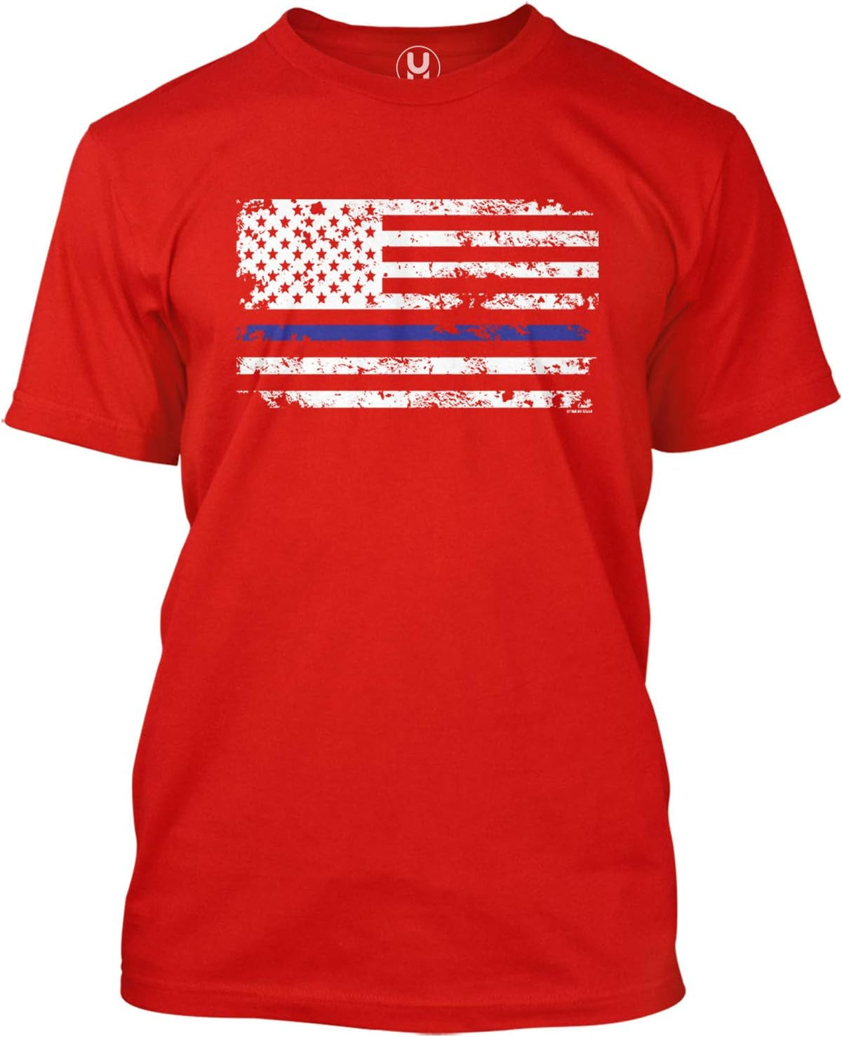 Haase Unlimited Blue Line American Flag - Support Police Cops Men's T-Shirt - Red