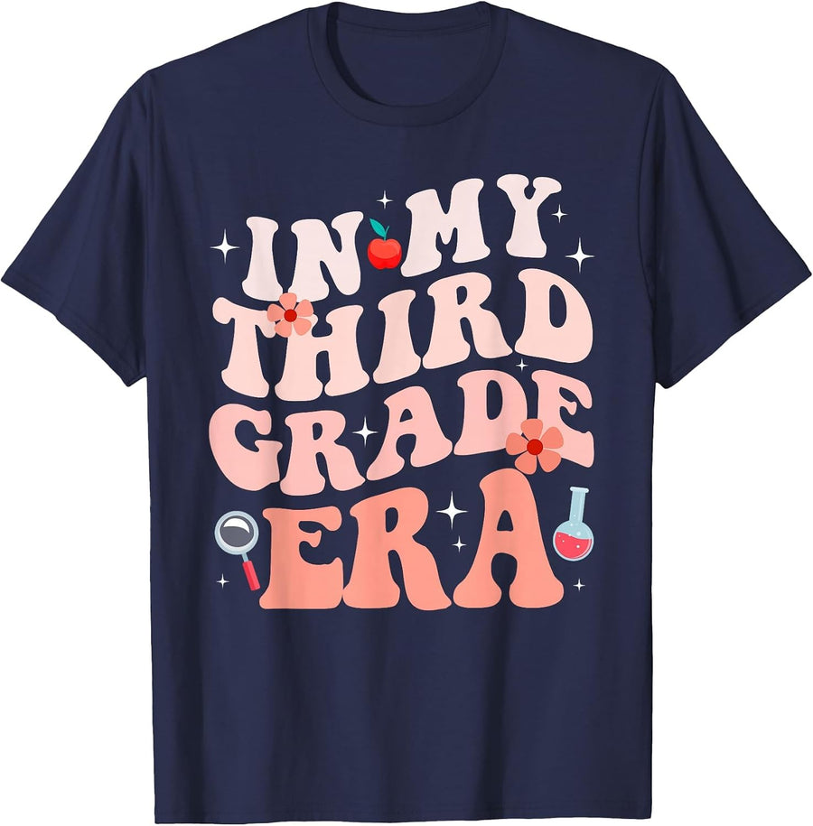 in My Third Grade Era Back to School 3rd Grade Teacher Girl T-Shirt - Navy Blue