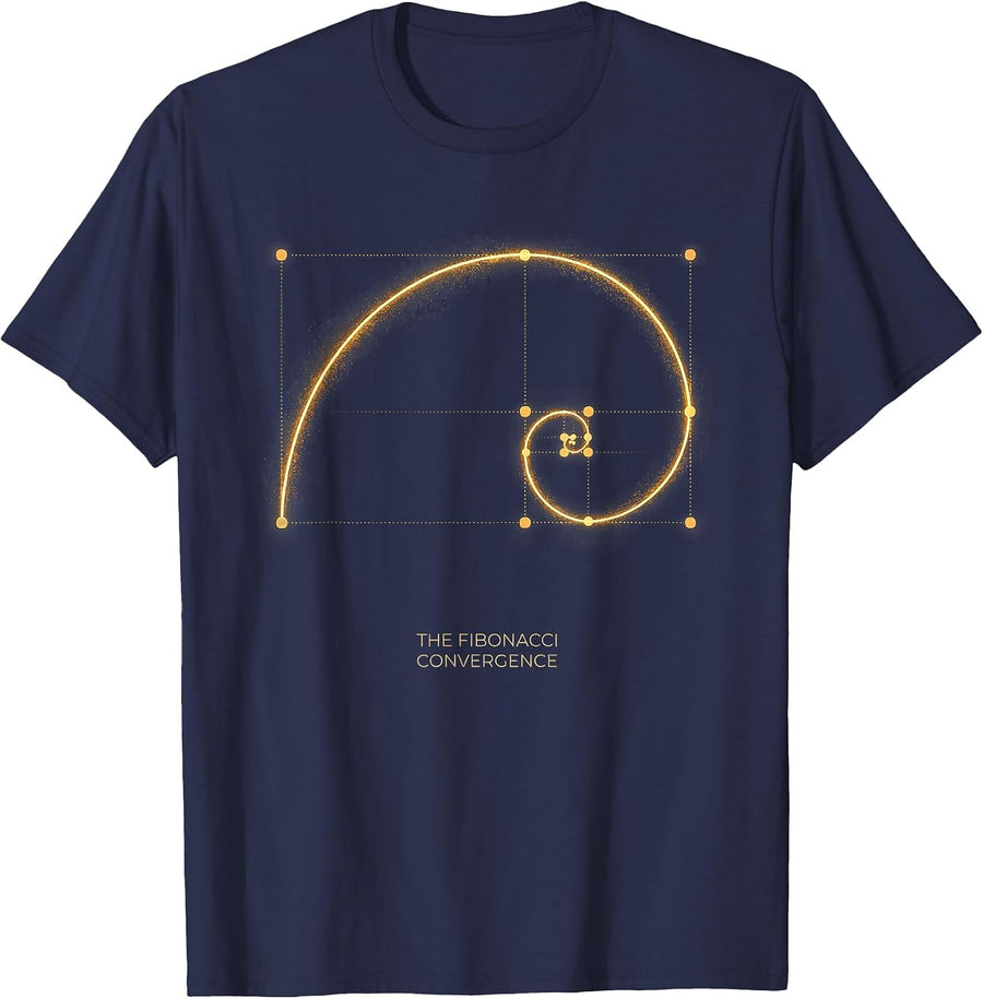 The Fibonacci Convergence Sacred Geometry Math Enthusiast T-Shirt - Navy Blue