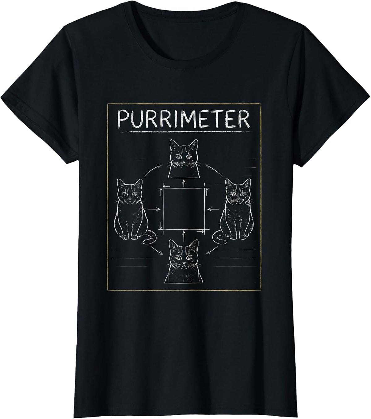 Women's Purrimeter Cat Geometry Math Funny Science Teacher Student T-Shirt - Black