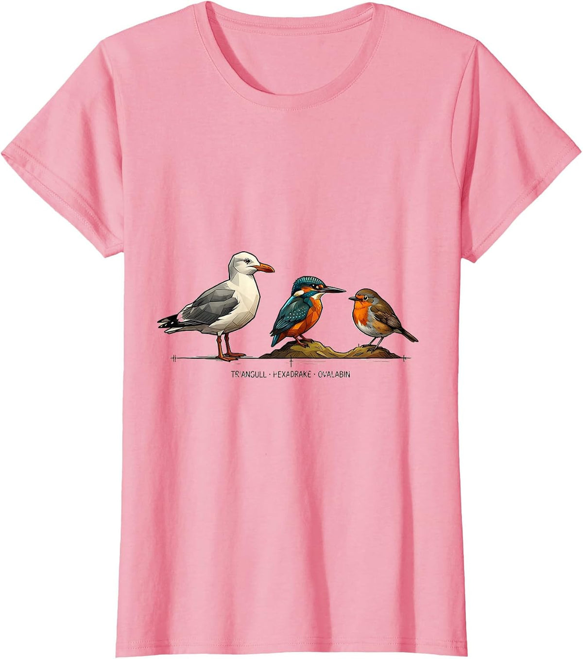 Women's Triangull Hexadrake Ovalabin Funny Bird Pun Math Teacher T-Shirt - Pink
