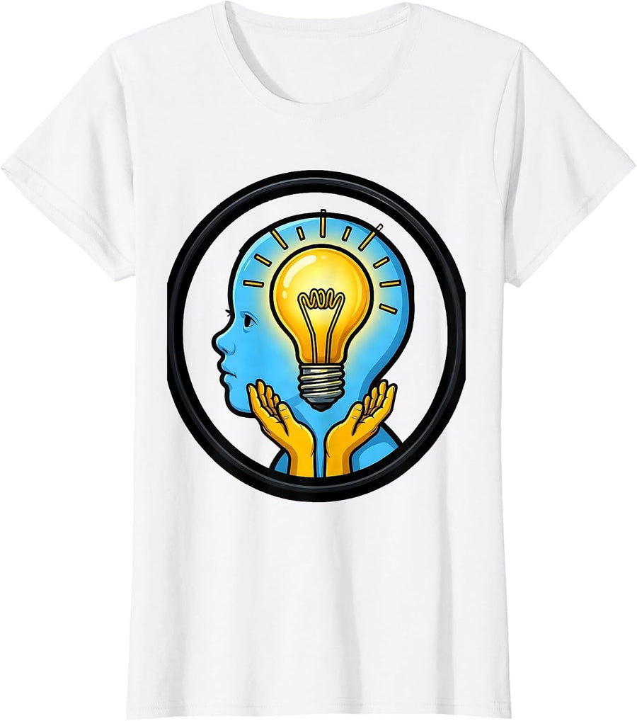 Women's Sped Teacher Glowing Lightbulb Mind Graphic T-Shirt - White
